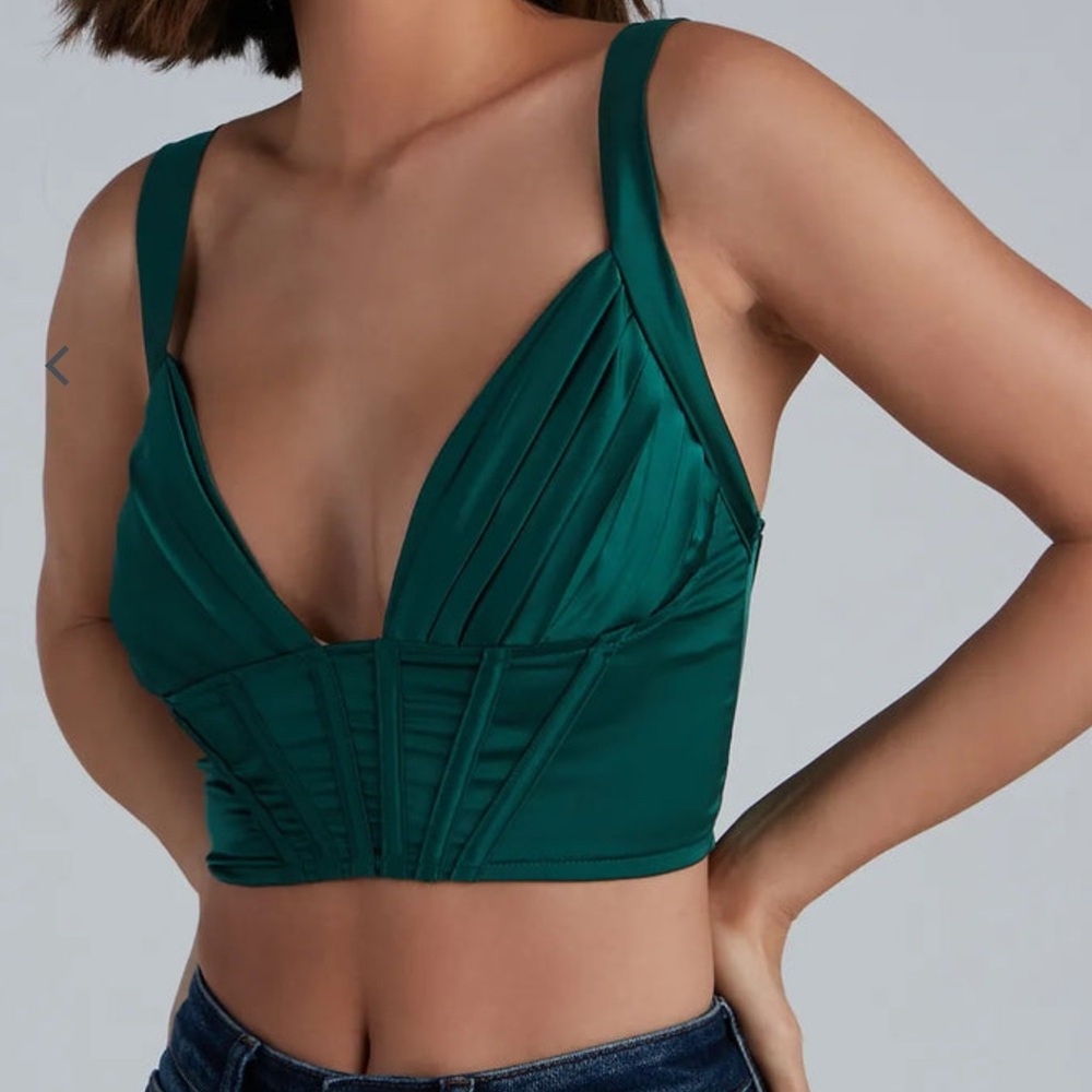 WINDSOR Satin Cropped Corset Top